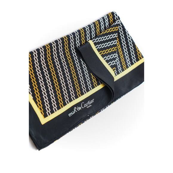 Cartier Black Printed Silk Scarf - Picture 7 of 7